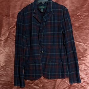 Lauren Ralph Lauren Women's Plaid Blazer - Navy and Burgundy